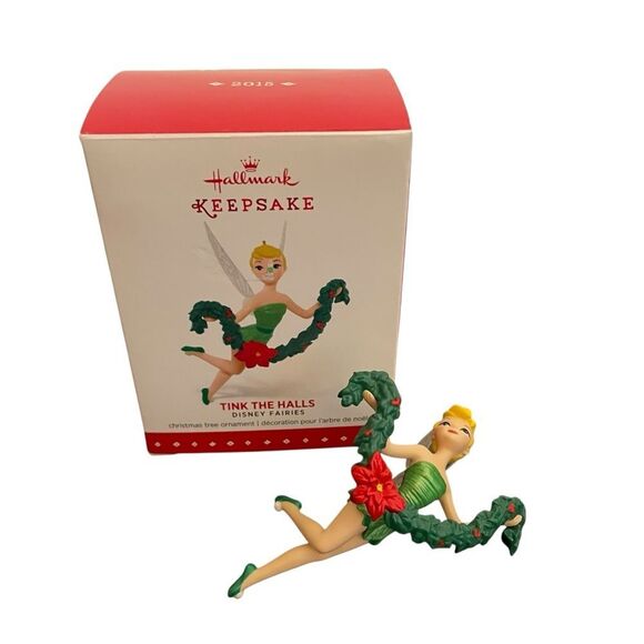 Hallmark Keepsake Disney Fairies Tinker Bell Ornament Green and Red 2015 - Picture 1 of 5
